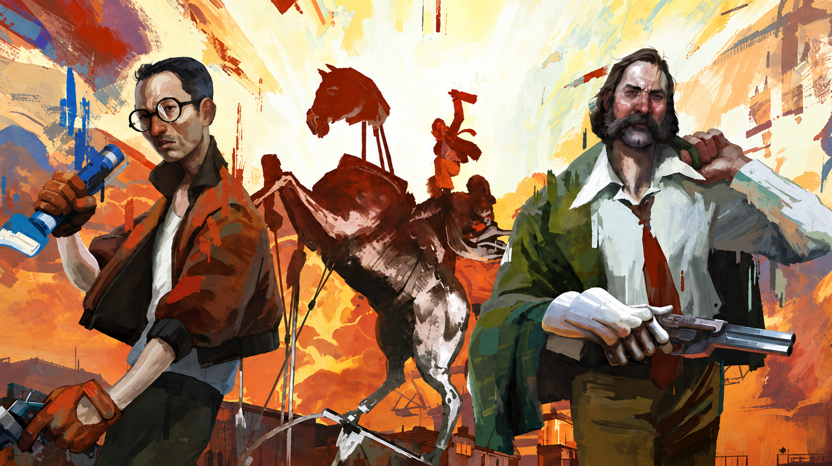 Disco Elysium — Kim, horse and Harry